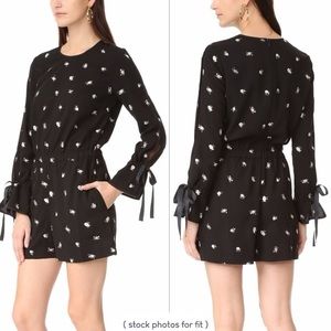 EUC Club Monaco Floral Embroidered Black Romper 4